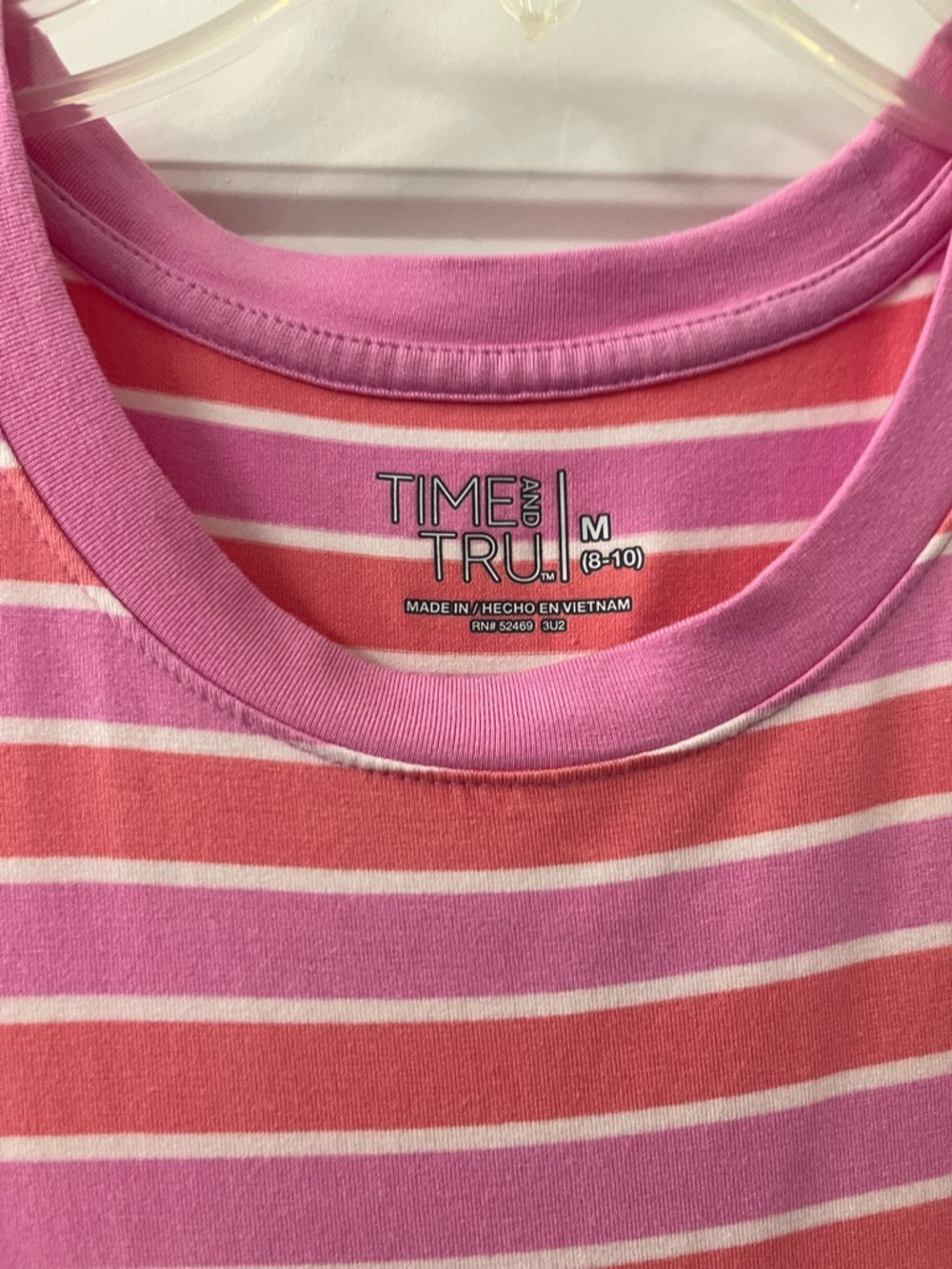 Time and Tru Pink Coral Striped Short Sleeve Tee Top dress